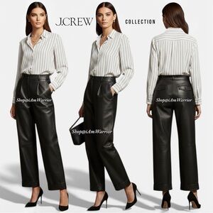 J.Crew NWT black lamb leather wide leg trouser pants *shop@iamwarrior